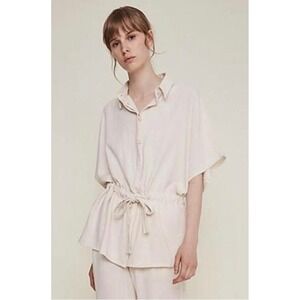 RITA ROW Stella Shirt Small Natural Brown NEW Linen Blend Beach Coastal Casual